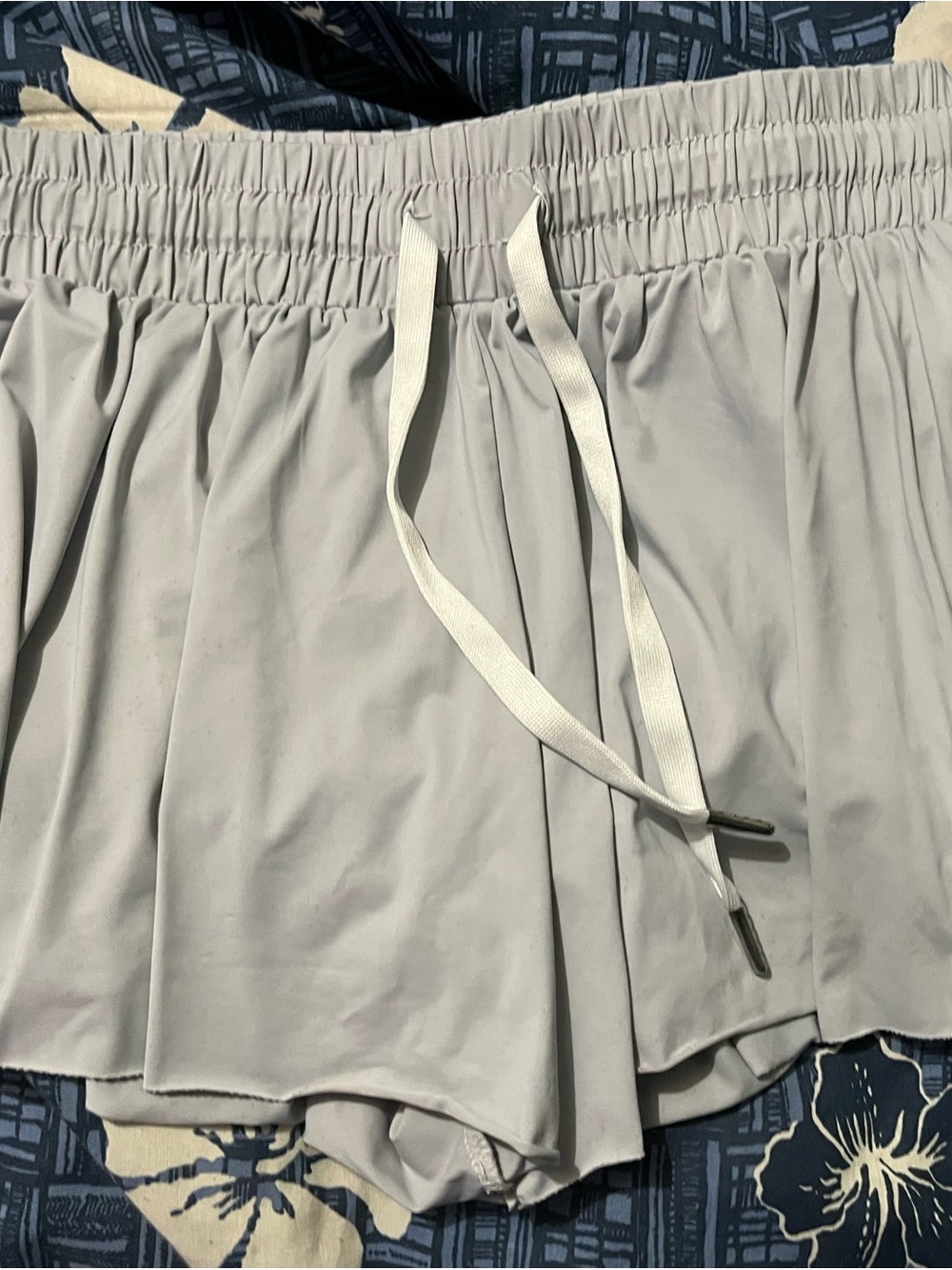 liberty Light Gray Elastic-Waist Athletic Shorts with Drawstring